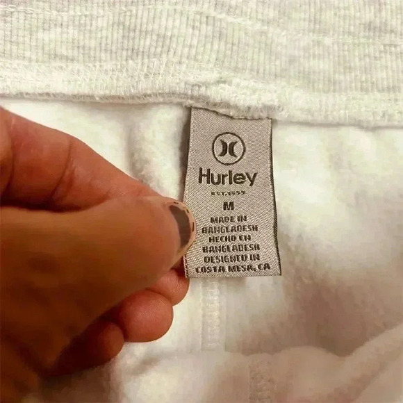 Hurley Coastal Dunes Fleece Jogger Men's Medium White Elastic Waist Pants - Picture 5 of 8